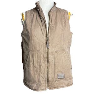 Womens Schmidt Tan Canvas Fleece Vest
